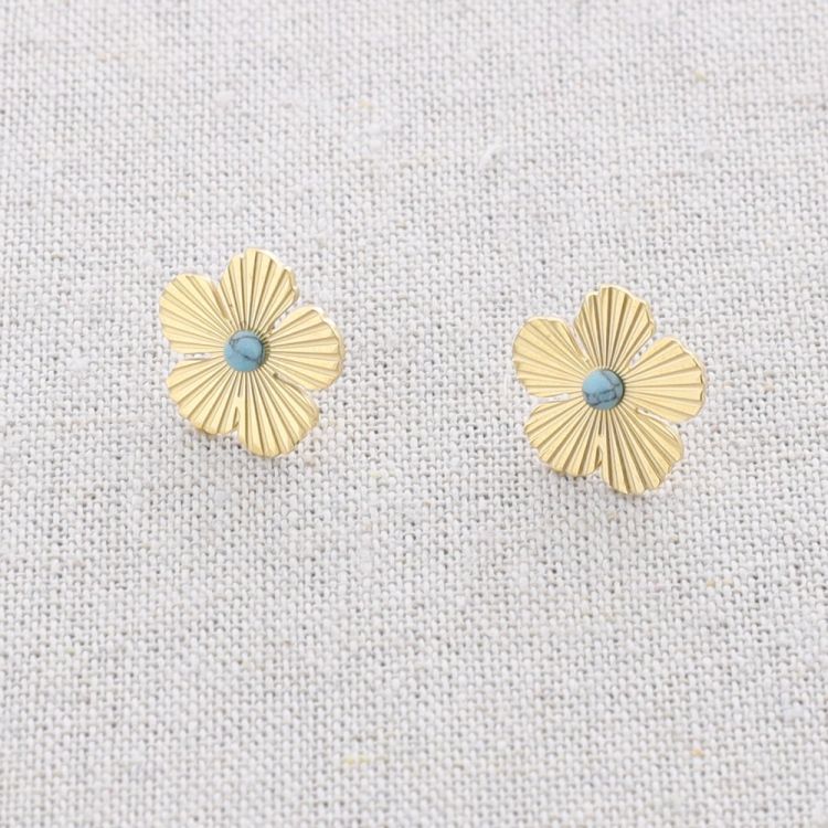 PENDIENTES ACERO PRESIÓN FLOR