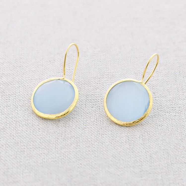 PENDIENTES BRONCE COLGANTE MEDALLA OJO DE GATO