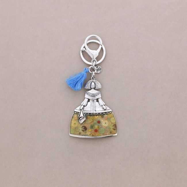 Metal and enamel hanging keychain
