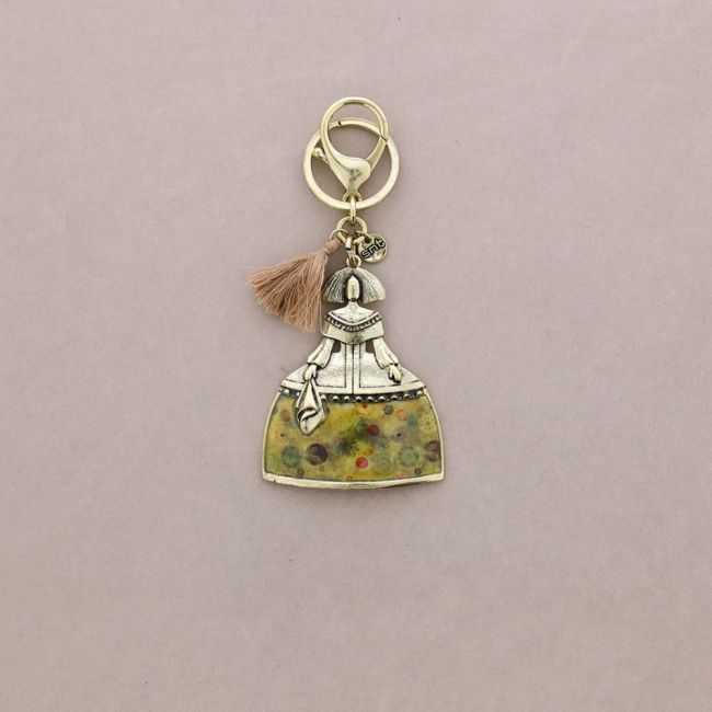 Metal and enamel hanging keychain