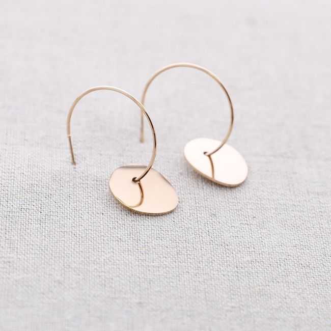 STEEL HOOP MEDAL EARRINGS