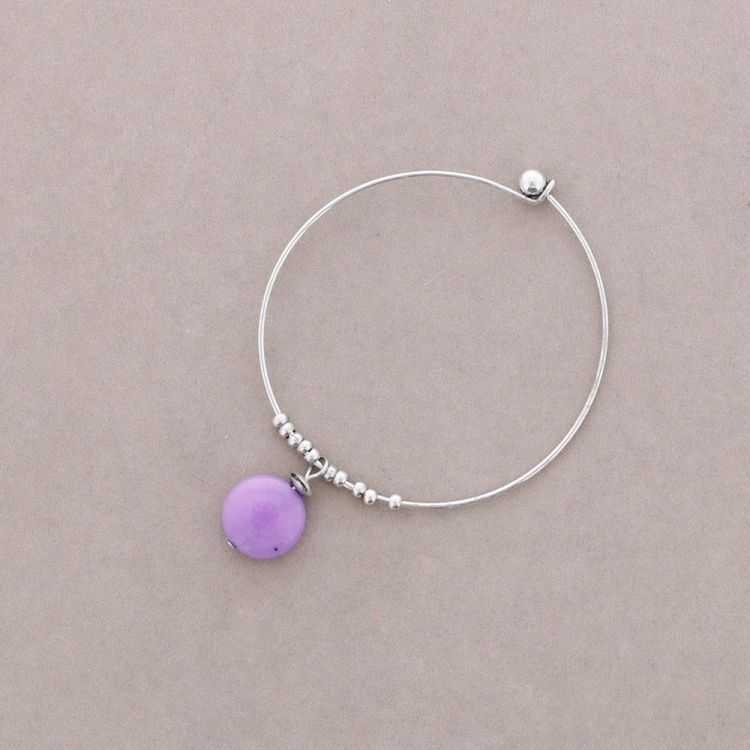 Metal Beaded Hoop Bracelet with Stones