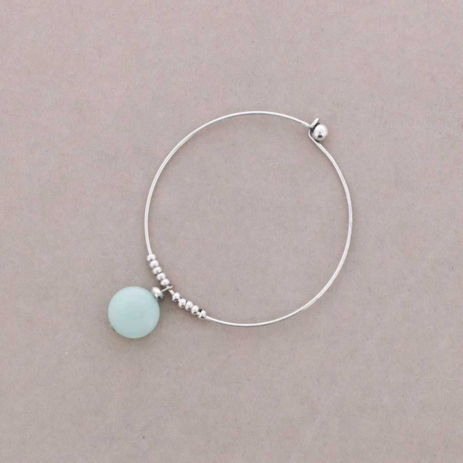 Metal Beaded Hoop Bracelet with Stones