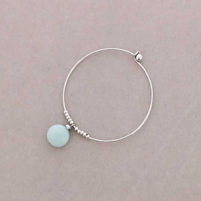 Metal Beaded Hoop Bracelet with Stones