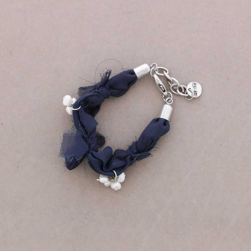 FABRIC BRACELET WITH CULTURED PEARLS