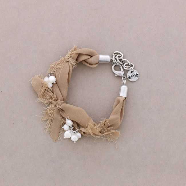FABRIC BRACELET WITH CULTURED PEARLS