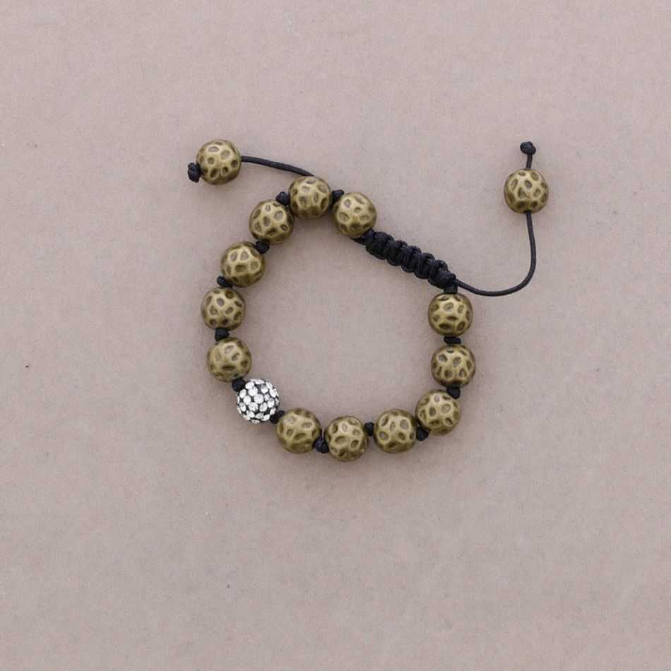PULSERA ANUDADA CUENTAS METAL CRISTALES