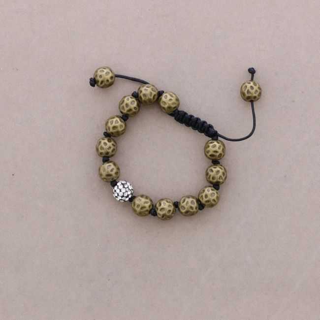 PULSERA ANUDADA CUENTAS METAL CRISTALES