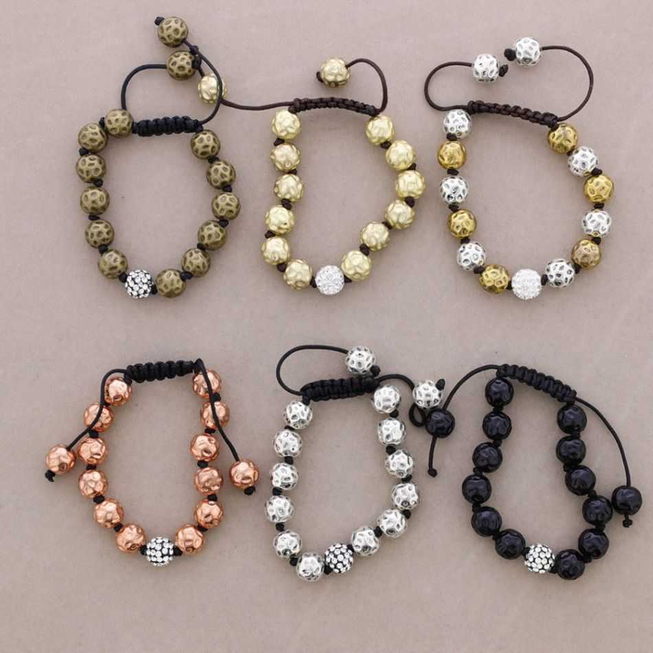 PULSERA ANUDADA CUENTAS METAL CRISTALES