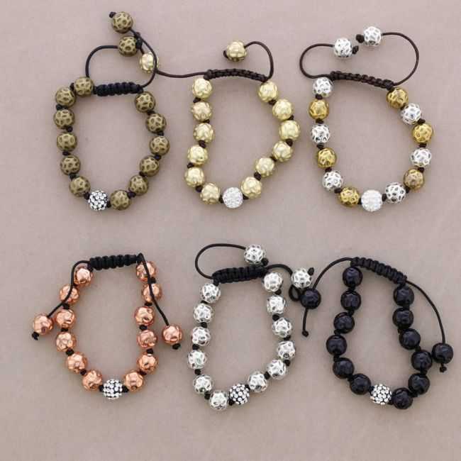 KNOTTED BRACELET METAL BEADS CRYSTALS