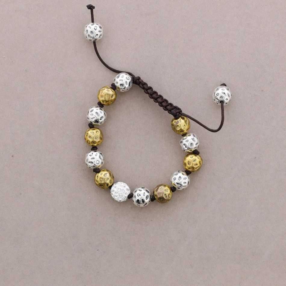 PULSERA ANUDADA CUENTAS METAL CRISTALES