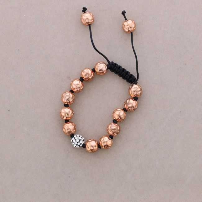 PULSERA ANUDADA CUENTAS METAL CRISTALES