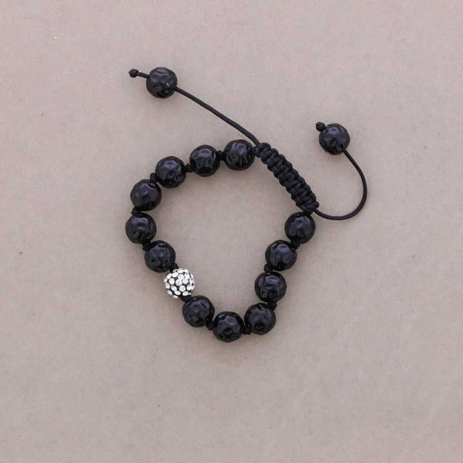 PULSERA ANUDADA CUENTAS METAL CRISTALES