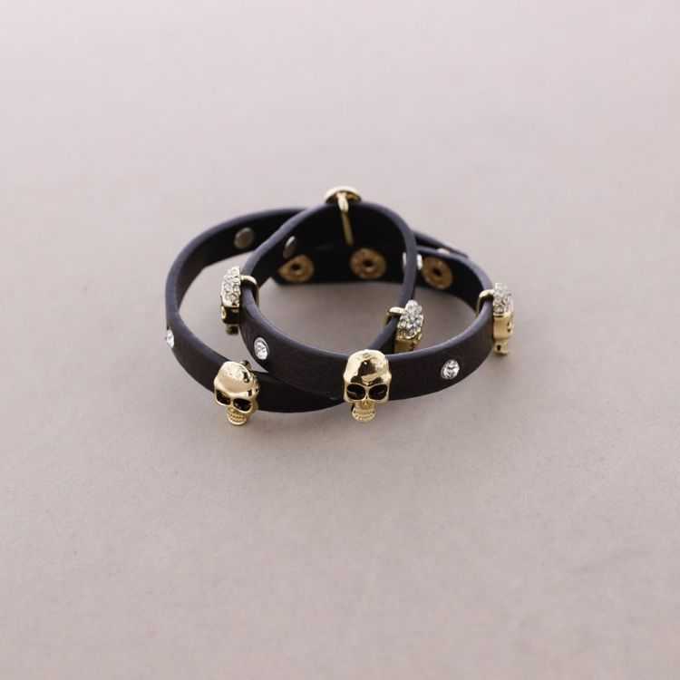 PULSERA DOBLE CUERO CALAVERAS
