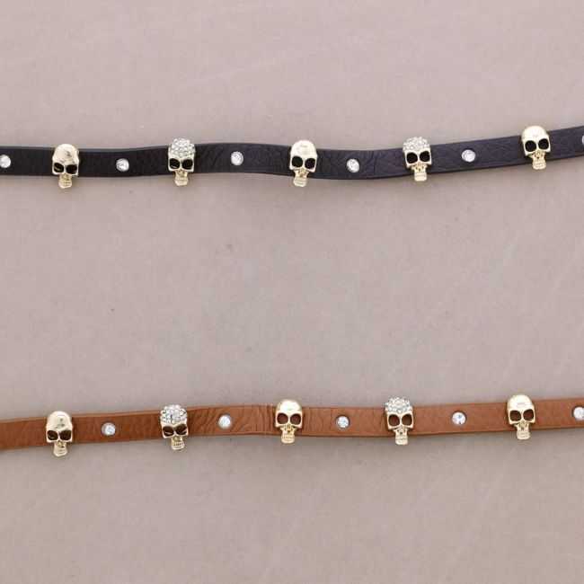 DOUBLE LEATHER SKULL BRACELET