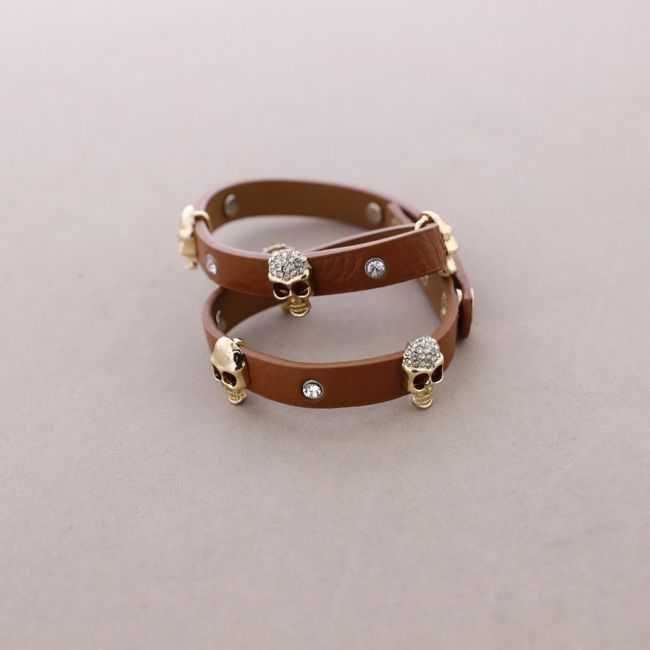 PULSERA DOBLE CUERO CALAVERAS