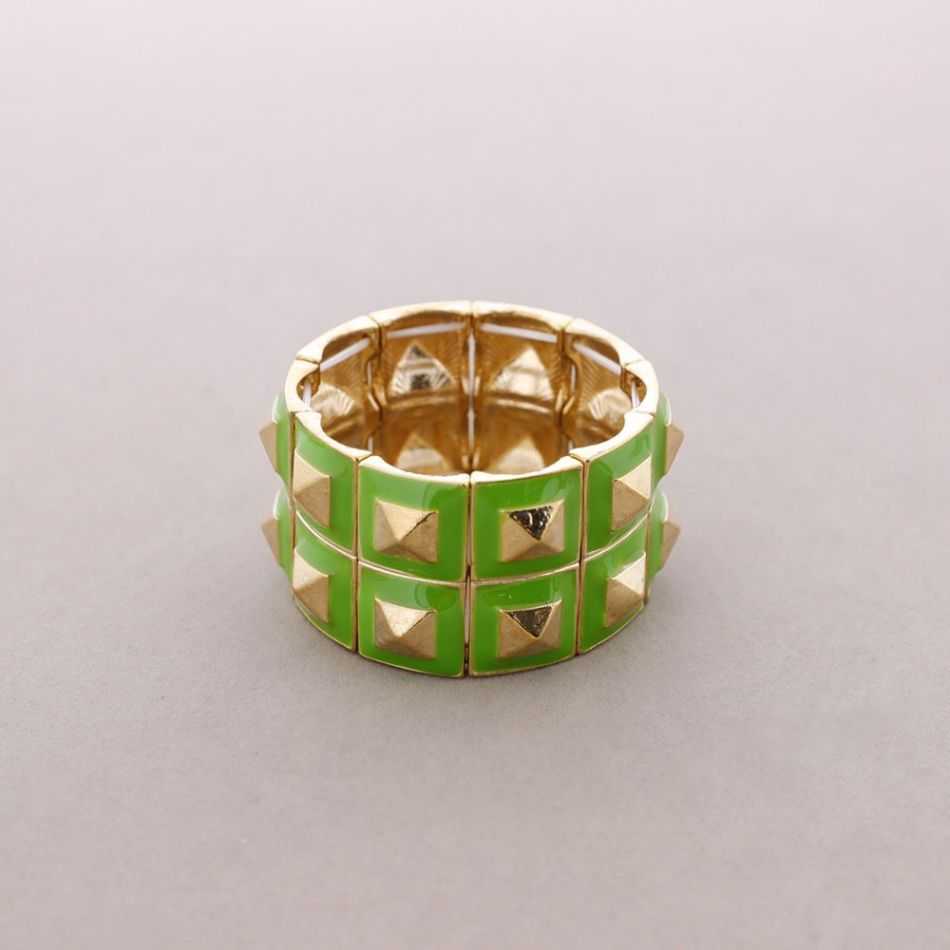 Rigid metal and enamel bracelet