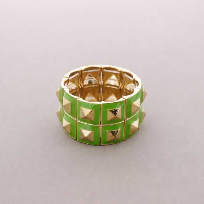 Rigid metal and enamel bracelet
