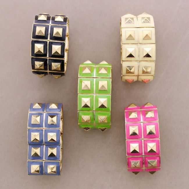 Rigid metal and enamel bracelet