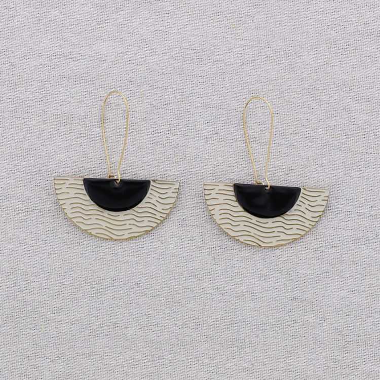 STEEL EARRINGS FAN PENDANT ENAMEL