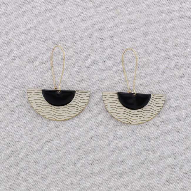 STEEL EARRINGS FAN PENDANT ENAMEL