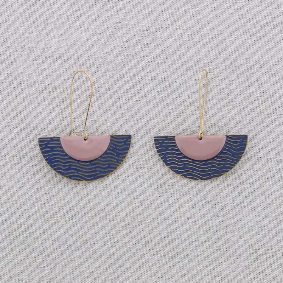 STEEL EARRINGS FAN PENDANT ENAMEL