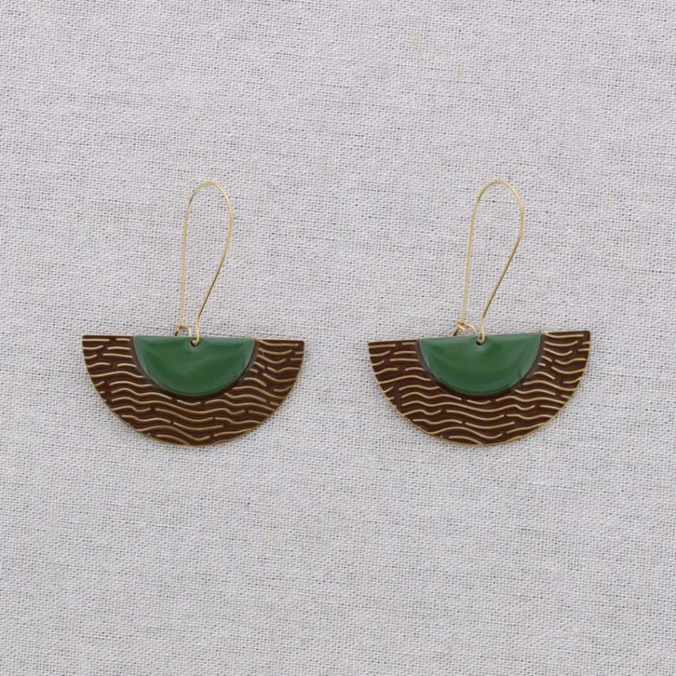 STEEL EARRINGS FAN PENDANT ENAMEL