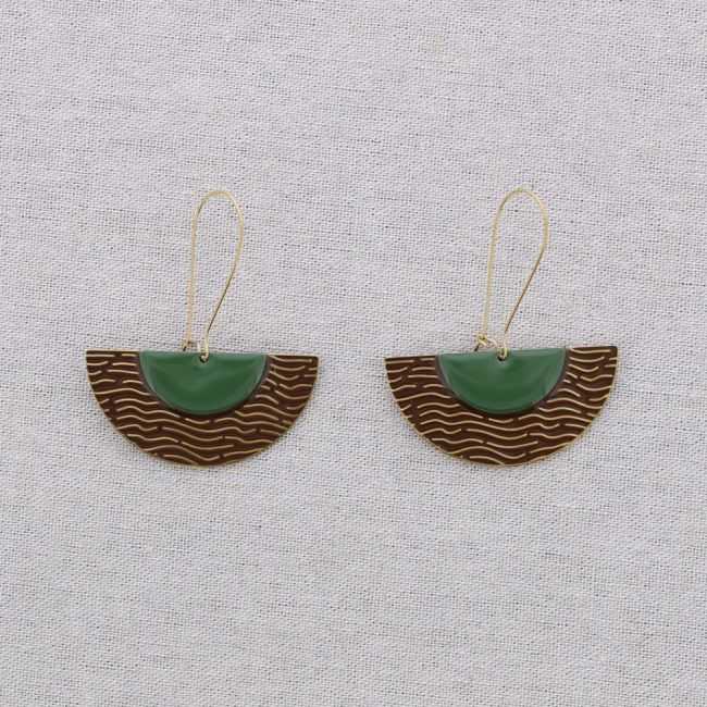 STEEL EARRINGS FAN PENDANT ENAMEL