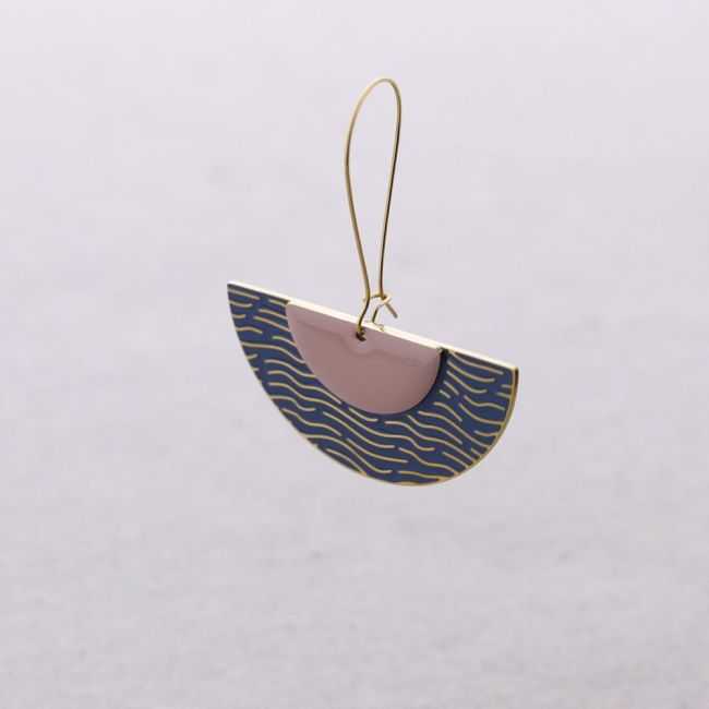 STEEL EARRINGS FAN PENDANT ENAMEL