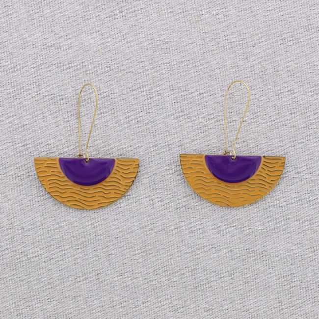 STEEL EARRINGS FAN PENDANT ENAMEL