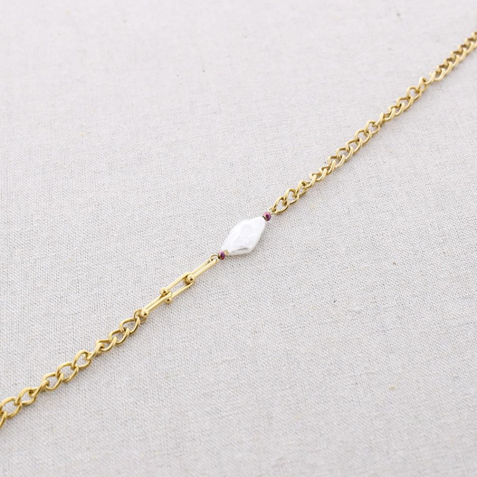 PEARL CHAIN STEEL SHORT NECKLACE