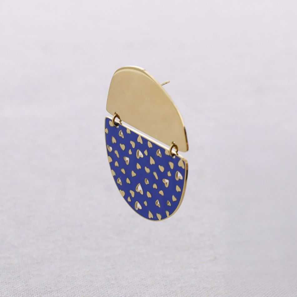 PENDIENTES ACERO COLGANTE ESMALTE CORAZONES