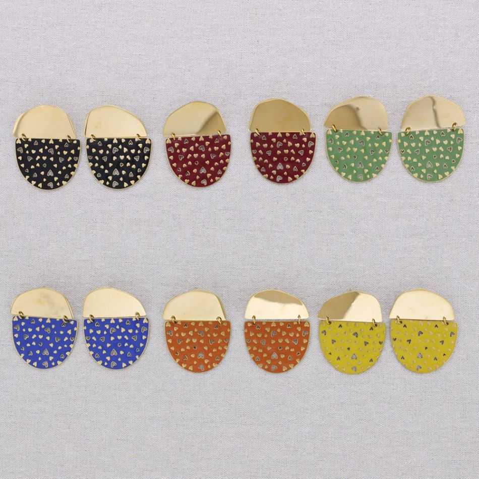 PENDIENTES ACERO COLGANTE ESMALTE CORAZONES