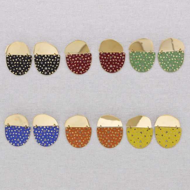 PENDIENTES ACERO COLGANTE ESMALTE CORAZONES