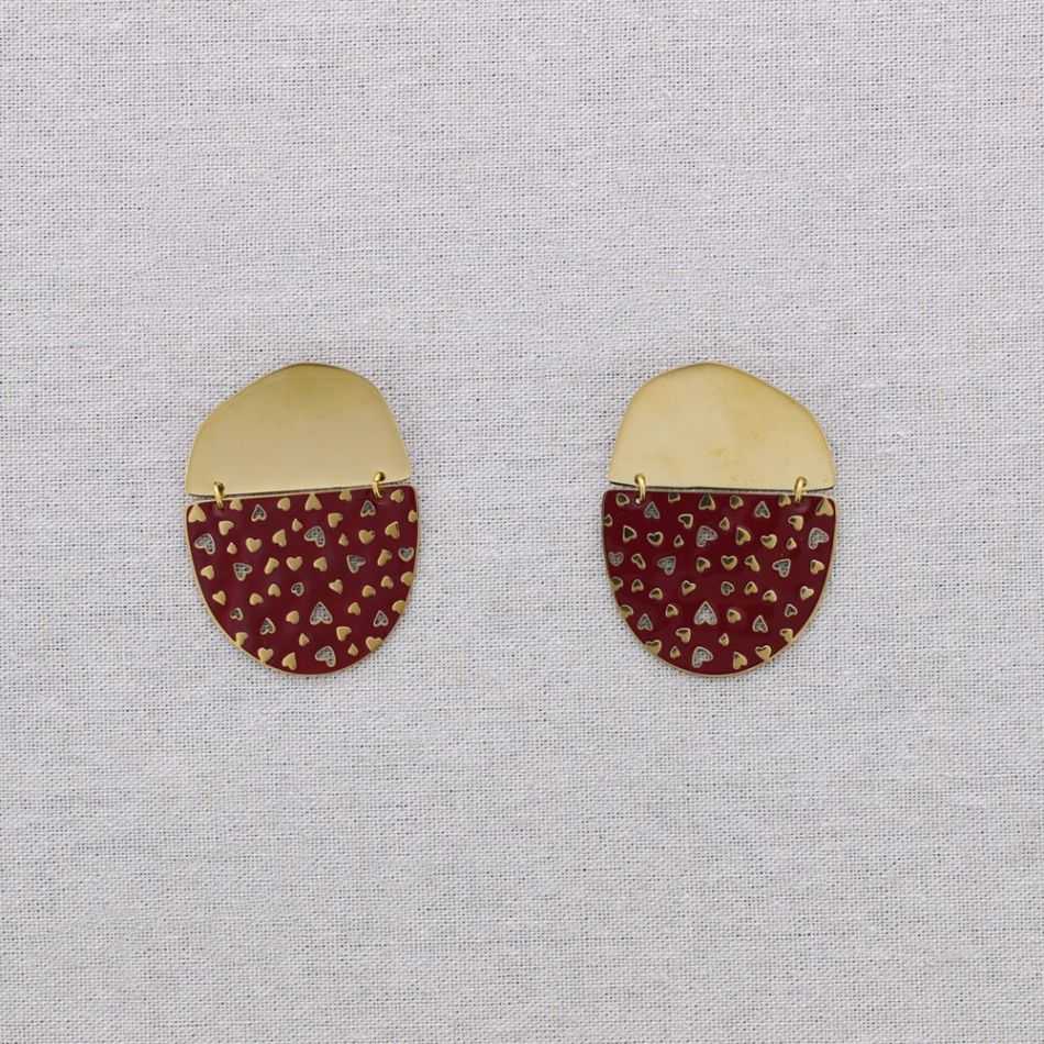 PENDIENTES ACERO COLGANTE ESMALTE CORAZONES