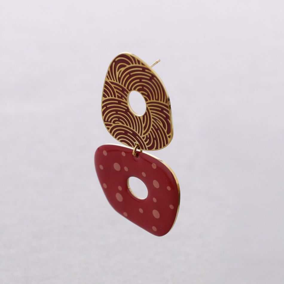 PENDIENTES ACERO DOBLE ANILLA ESMALTE