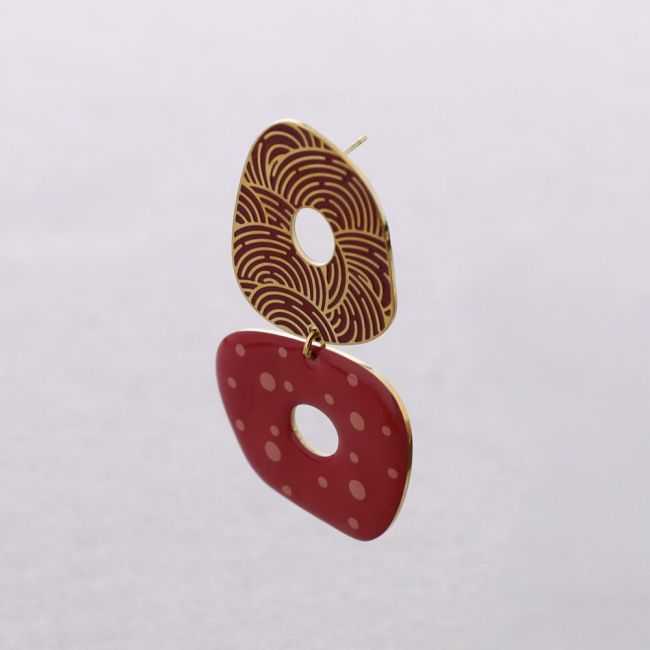 PENDIENTES ACERO DOBLE ANILLA ESMALTE