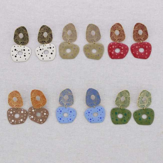 PENDIENTES ACERO DOBLE ANILLA ESMALTE