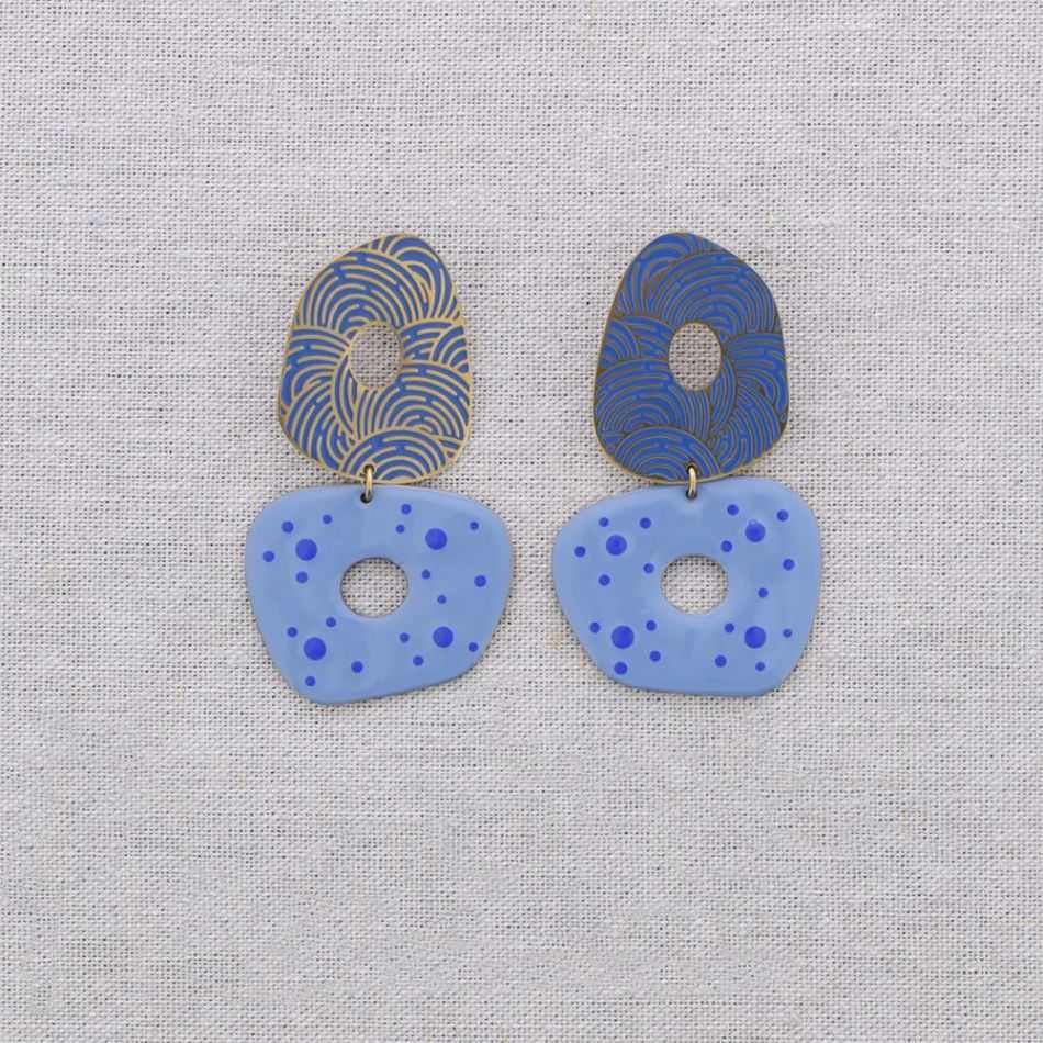 PENDIENTES ACERO DOBLE ANILLA ESMALTE