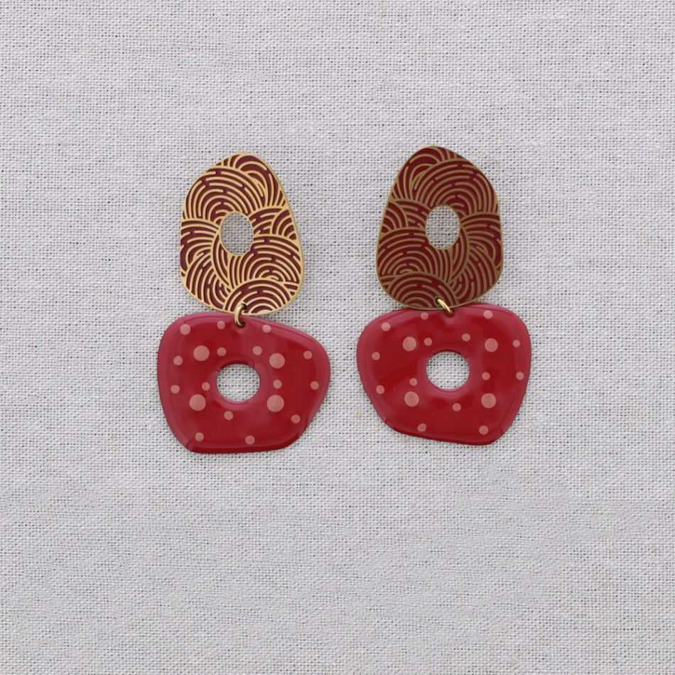 PENDIENTES ACERO DOBLE ANILLA ESMALTE