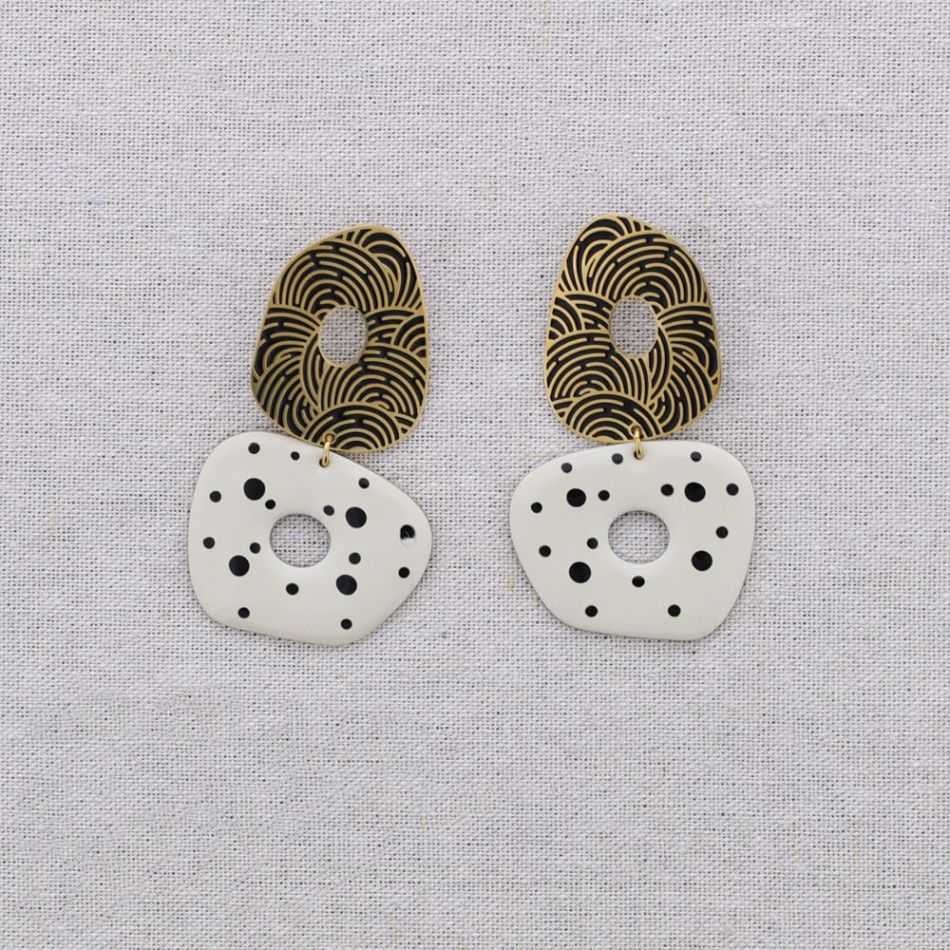 PENDIENTES ACERO DOBLE ANILLA ESMALTE