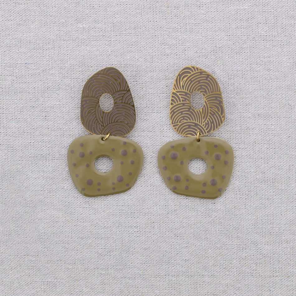 PENDIENTES ACERO DOBLE ANILLA ESMALTE