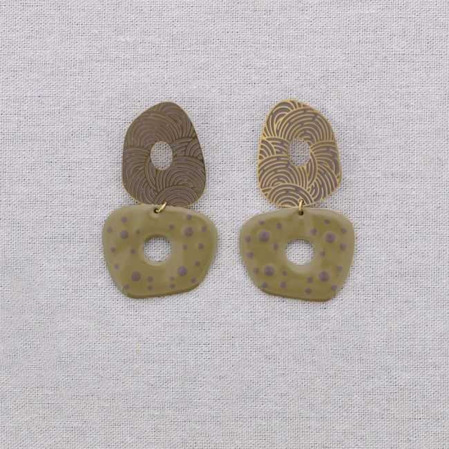 PENDIENTES ACERO DOBLE ANILLA ESMALTE