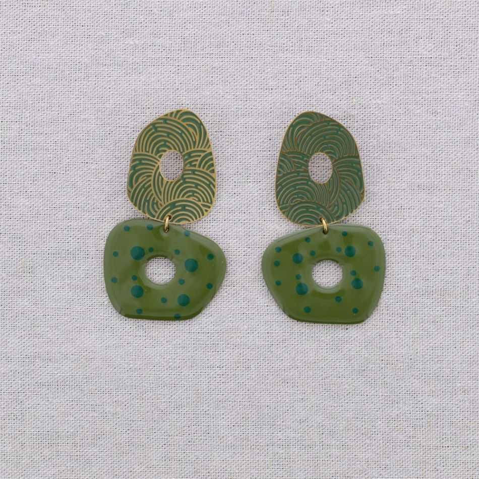 PENDIENTES ACERO DOBLE ANILLA ESMALTE
