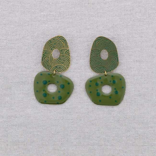 PENDIENTES ACERO DOBLE ANILLA ESMALTE