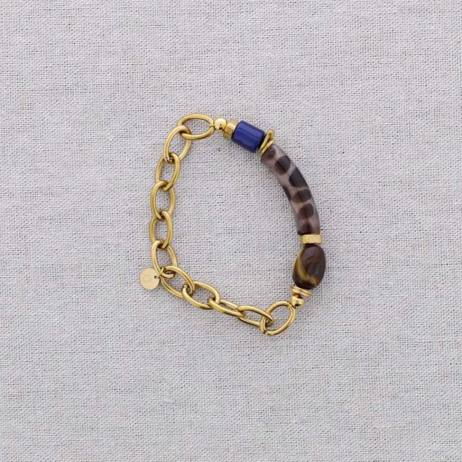 PULSERA ELÁSTICA ACERO ESLABONES TUBO RESINA