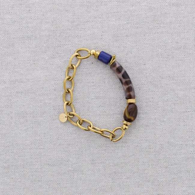 PULSERA ELÁSTICA ACERO ESLABONES TUBO RESINA