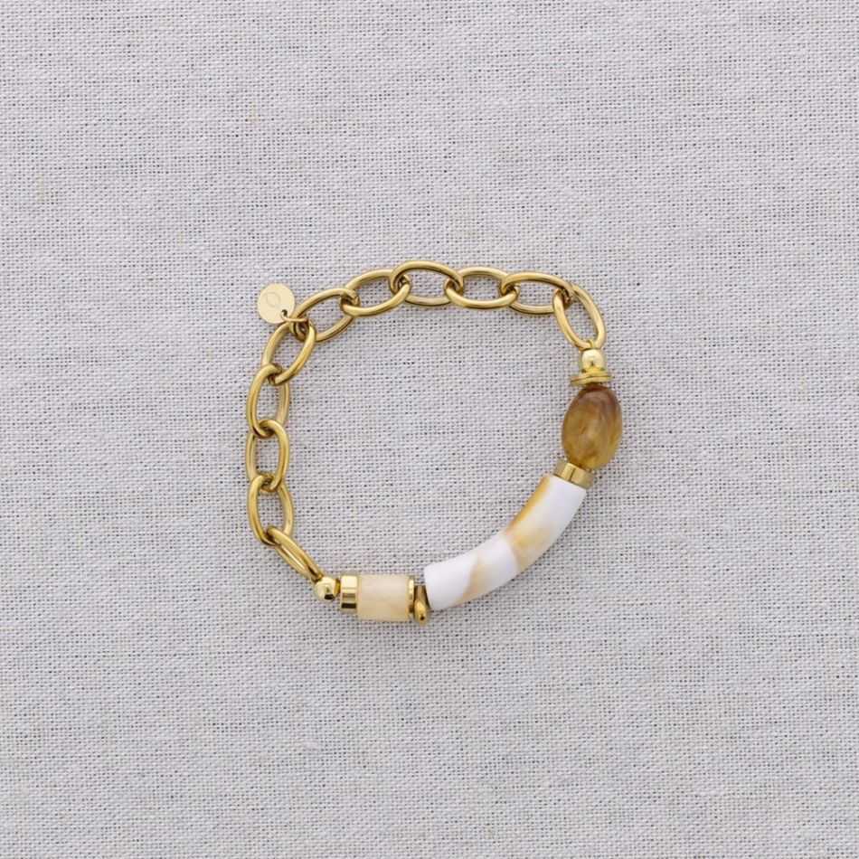 PULSERA ELÁSTICA ACERO ESLABONES TUBO RESINA