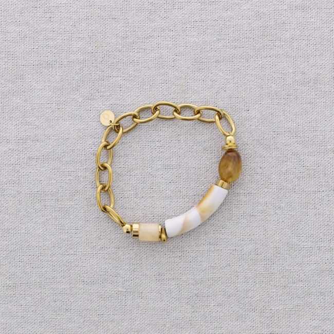 PULSERA ELÁSTICA ACERO ESLABONES TUBO RESINA