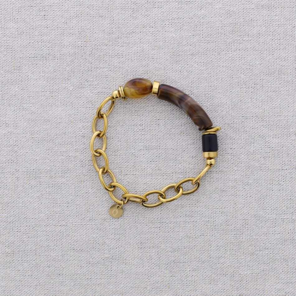 PULSERA ELÁSTICA ACERO ESLABONES TUBO RESINA
